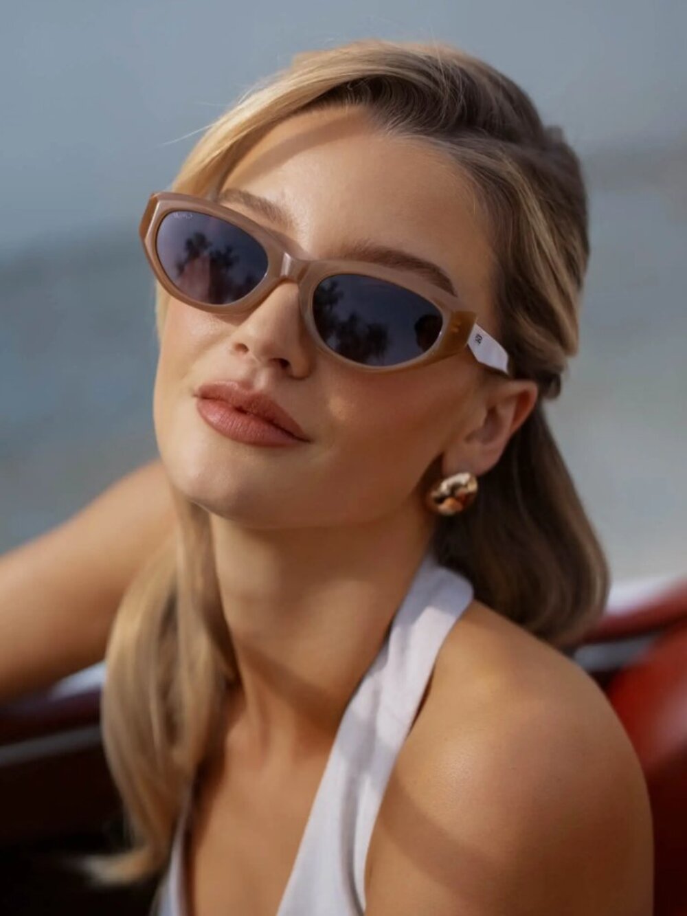 WMP Eyewear | Loretta | tan oval cat-eye acetate sunglasses | NWT